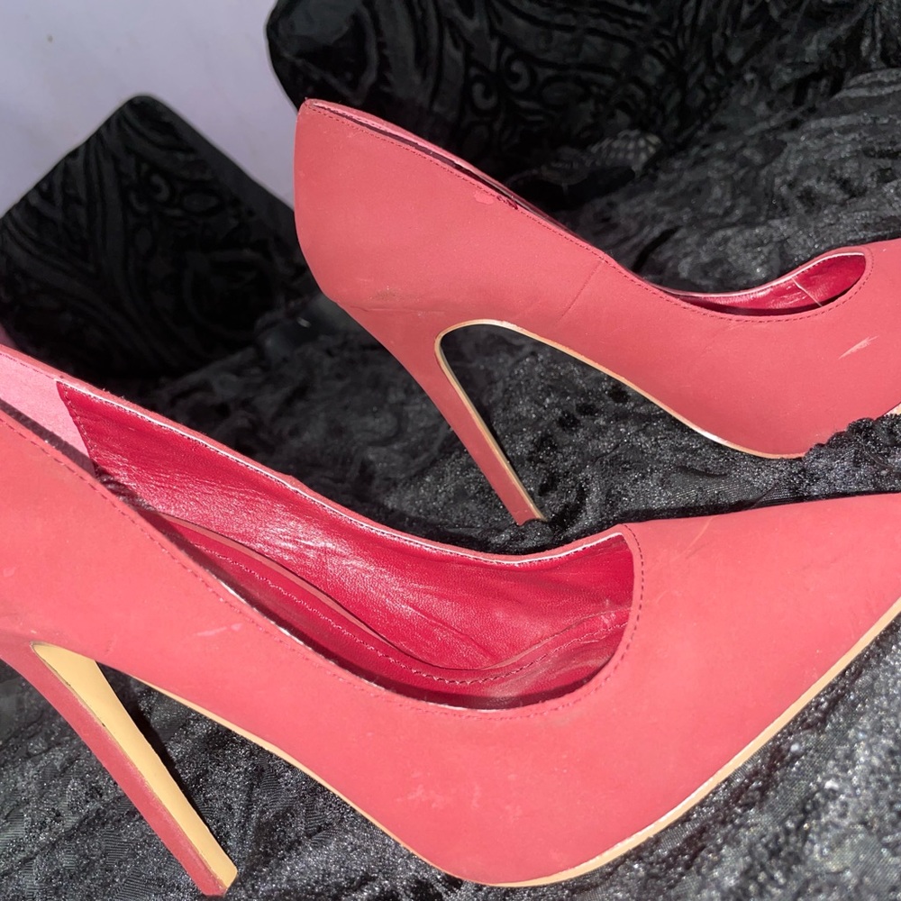 Red Suede Stilettos